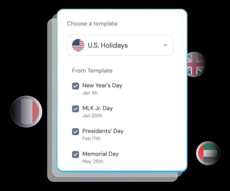 Holiday & weekend settings